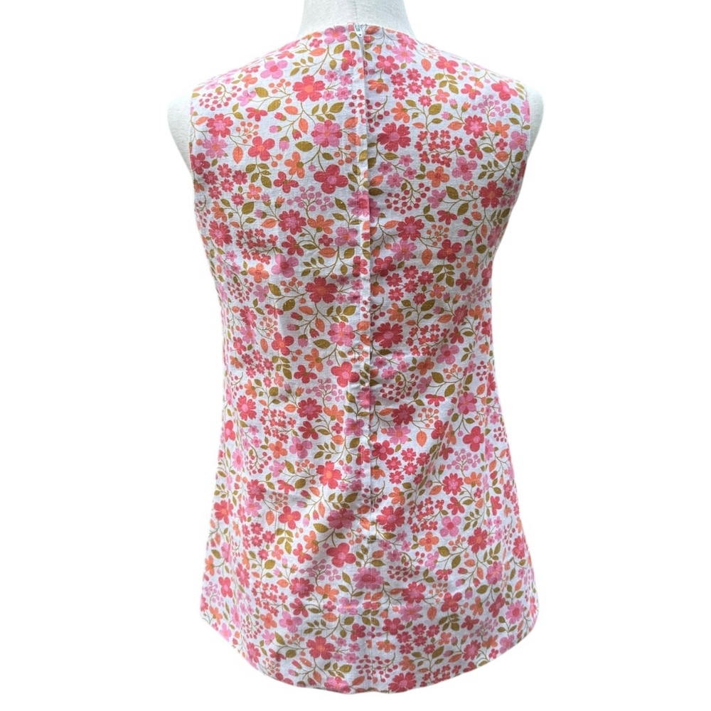Vintage 60s Floral Tunic Top Mod Sleeveless Pink Cottagecore Boho M 8 10 Flowers - Picture 5 of 11